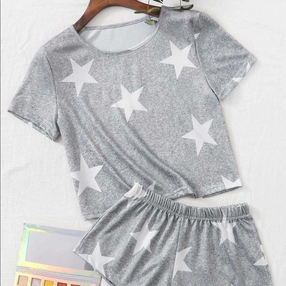 SHEIN Grey and White Star Pajama Set